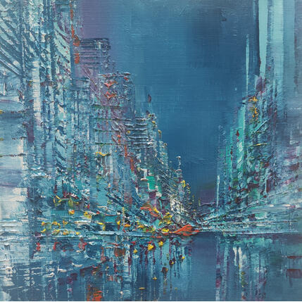 Painting Nuit bleue by Levesque Emmanuelle | Painting  Oil Pop icons