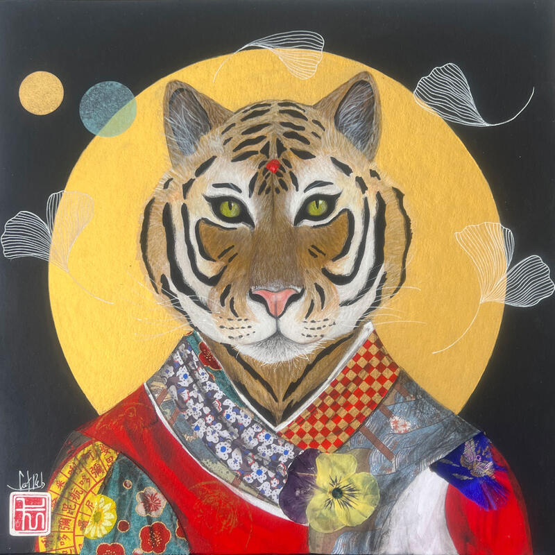 Gemälde BENGALI von Rebeyre Catherine | Gemälde Naive Kunst Acryl