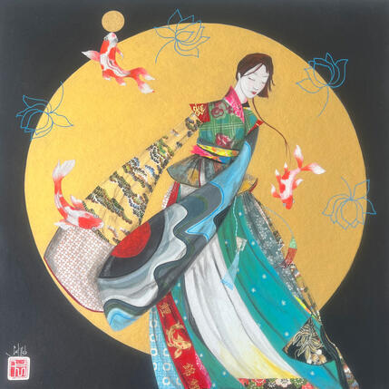 Gemälde DANCING WITH NISHIKIGOÏ von Rebeyre Catherine | Gemälde