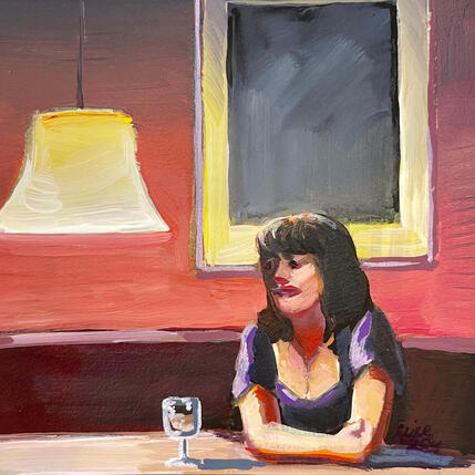 Painting Seule à table  by Alice Roy | Painting