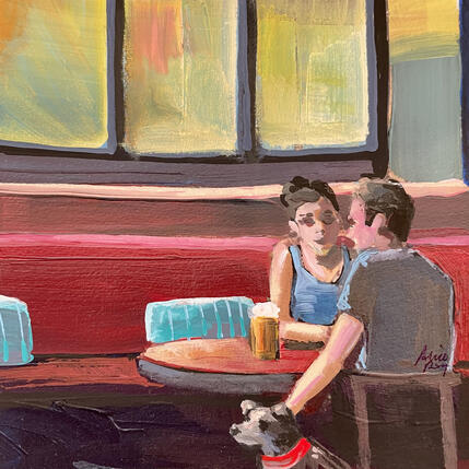 Peinture Le chien au collier rouge  par Alice Roy | Tableau