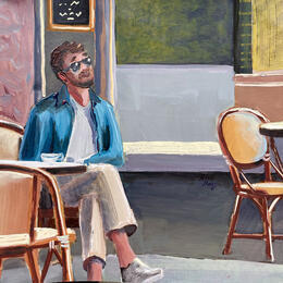Peinture L’homme en terrasse  par Alice Roy | Tableau