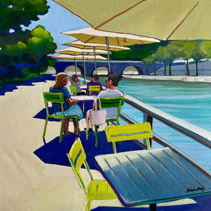 Painting Terrasse en bord de Seine by Alice Roy | Painting