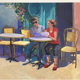 Painting La carte  by Alice Roy | Painting Figurative Acrylic Life style