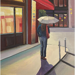 Painting Sous le parapluie  by Alice Roy | Painting Figurative Acrylic Life style