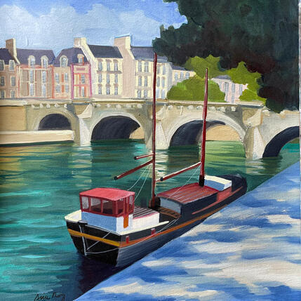 Painting La péniche et le pont neuf by Alice Roy | Painting