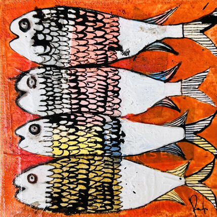 Painting Rouille by Colombo Cécile | Painting Naive art Acrylic, Gluing, Ink, Pastel, Watercolor Animals, Nature