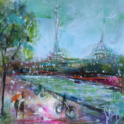 Peinture Les quais de Seine  par Solveiga | Tableau  Acrylique