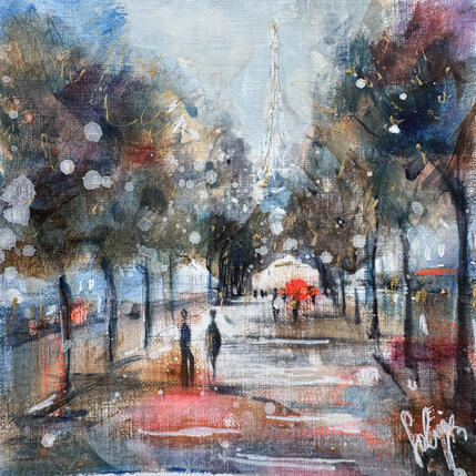 Peinture Champs de mars  par Solveiga | Tableau  Acrylique