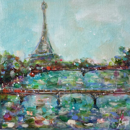 Peinture Été à Paris  par Solveiga | Tableau Figuratif Acrylique Paysages, Scènes de vie, Urbain