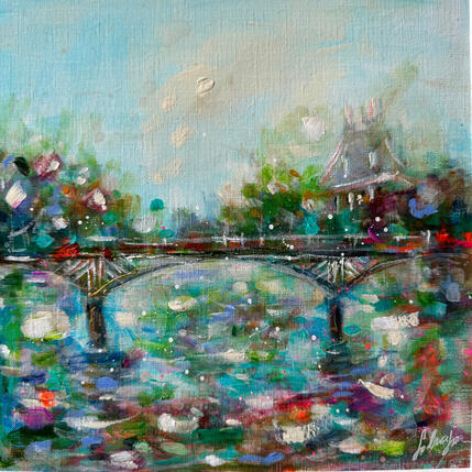 Peinture Ma Seine  par Solveiga | Tableau Figuratif Acrylique Paysages, Scènes de vie, Urbain