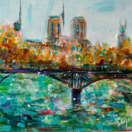 Peinture Golden autumn  par Solveiga | Tableau Figuratif Acrylique Architecture, Scènes de vie, Urbain