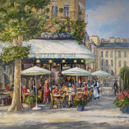 Pintura Café des fleurs  por Dontu Grigore | Pintura