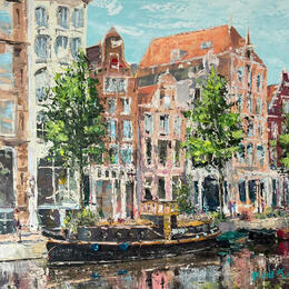 Pintura Amsterdam in spring light por Rodrigues Bené | Pintura Figurativo Acrílico Urbano
