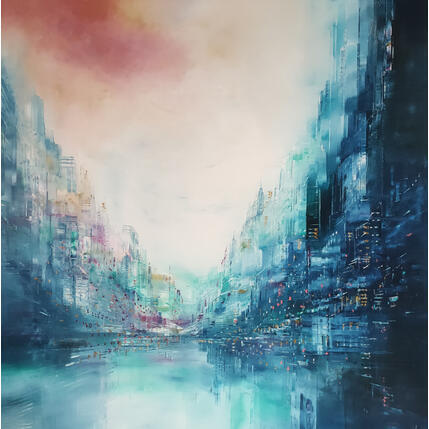 Peinture Bleu lumière par Levesque Emmanuelle | Tableau  Huile