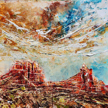 Painting Courthouse Butte and Bell Rock Sedona 2 by Reymond Pierre | Painting Figurative Oil Landscapes