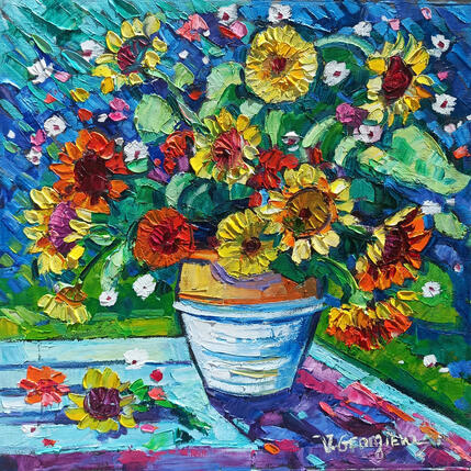 Painting Summer joy in vase by Georgieva Vanya | Painting Figurative Oil Landscapes