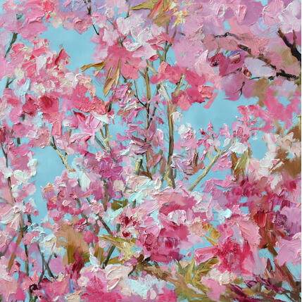 Painting Arbre fleuris by Novokhatska Olga | Painting Figurative Acrylic, Oil Urban