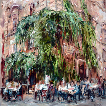Painting Bar dans le quartier de Trastevere by Novokhatska Olga | Painting Figurative Acrylic, Oil Urban