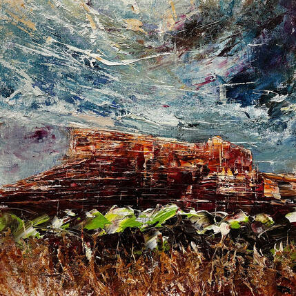 Painting Courthouse Butte blue by Reymond Pierre | Painting Figurative Oil