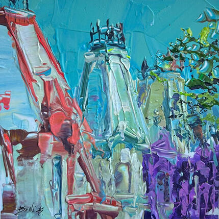 Painting rooftops by Rodrigues Bené | Painting Figurative Acrylic Urban