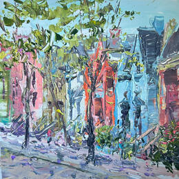 Peinture little houses, loud colors par Rodrigues Bené | Tableau Figuratif Acrylique Urbain