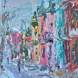Painting cold streets, warm homes by Rodrigues Bené | Painting Figurative Acrylic Pop icons, Urban