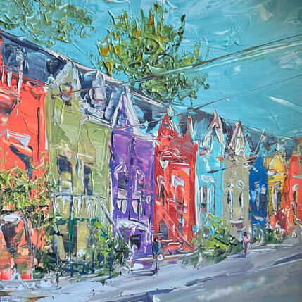 Painting a street of color by Rodrigues Bené | Painting Figurative Acrylic Urban