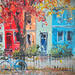 Painting the blue bike by Rodrigues Bené | Painting Figurative Urban Acrylic