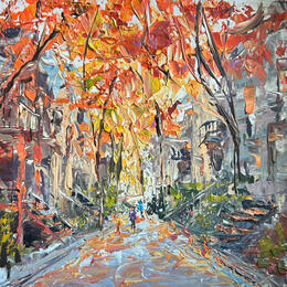 Painting autumn letters by Rodrigues Bené | Painting Figurative Acrylic Urban