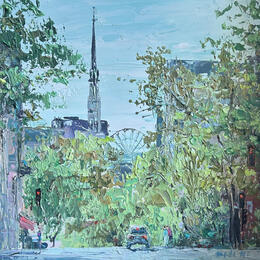 Painting calm skies, busy streets by Rodrigues Bené | Painting