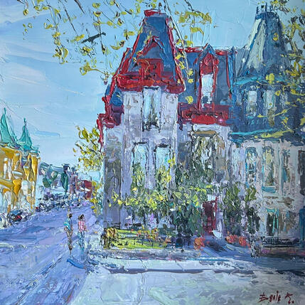 Painting a city in soft angles by Rodrigues Bené | Painting Figurative Acrylic Urban