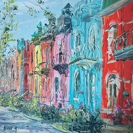 Painting geometry of Montreal by Rodrigues Bené | Painting Figurative Acrylic Urban