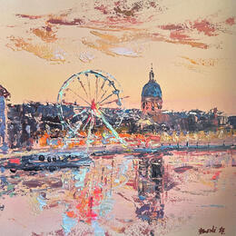 Painting city under pastel skies by Rodrigues Bené | Painting