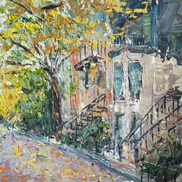 Painting Fall in Montreal by Rodrigues Bené | Painting Figurative Acrylic Urban