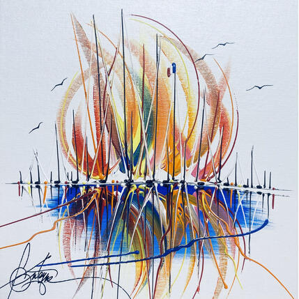 Painting Port en Méditerranée by Fonteyne David | Painting Figurative Acrylic