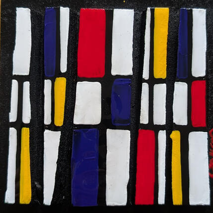 Pintura Bc5 hommage mondrian noir por Langeron Luc | Pintura