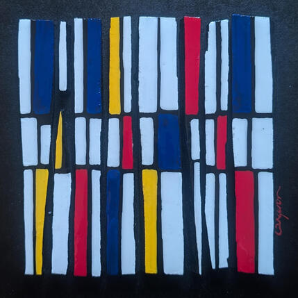 Pintura Bc8 hommage Mondrian por Langeron Luc | Pintura Tema Acrílico, Madera, Resina