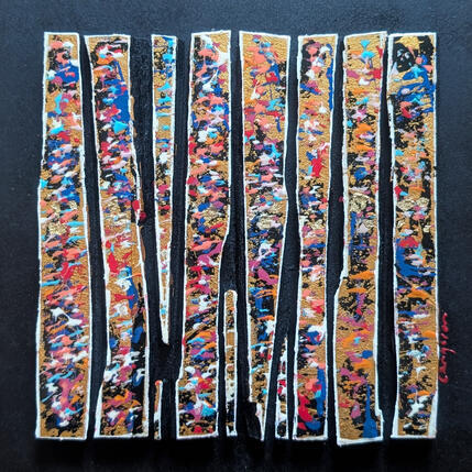 Painting Bc10 touche multi or bleu rouge by Langeron Luc | Painting Subject matter Acrylic, Resin, Wood