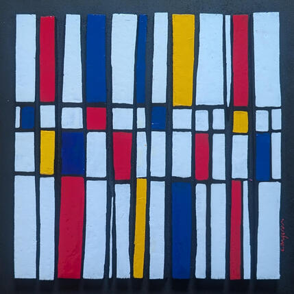 Pintura Bc12 hommage Mondrian por Langeron Luc | Pintura