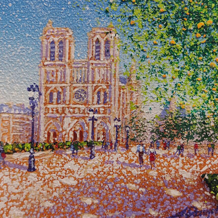 Peinture Belle journée à Notre-Dame par Dessapt Alan | Tableau Figuratif Acrylique, Huile Urbain