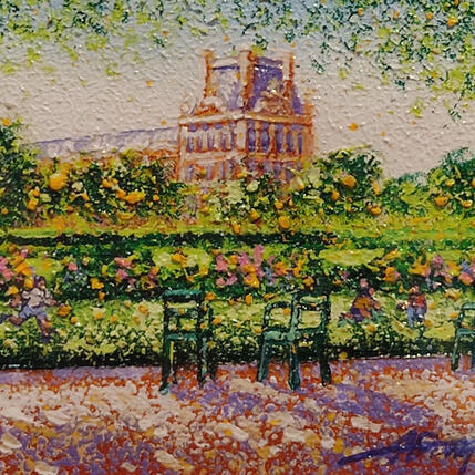 Peinture Souvenir aux Tuileries par Dessapt Alan | Tableau Figuratif Acrylique, Huile Urbain