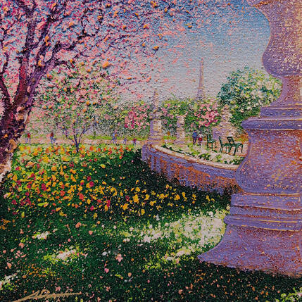 Peinture Tuileries fleuries par Dessapt Alan | Tableau Figuratif Acrylique, Huile Urbain