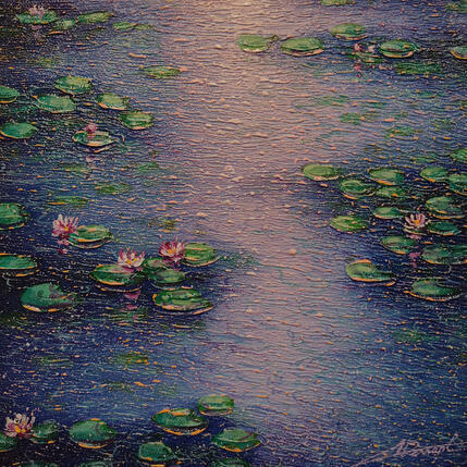 Peinture Fleurs d'étang par Dessapt Alan | Tableau Figuratif Acrylique, Huile Urbain