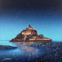 Pintura Les lueurs du Mont Saint Michel por Dessapt Alan | Pintura