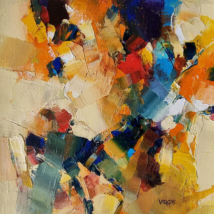 Peinture MARCHE AUX FLEURS par Virgis | Tableau