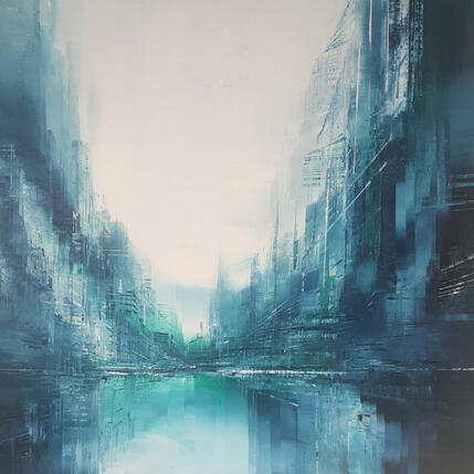 Painting Menthe bleue by Levesque Emmanuelle | Painting  Oil