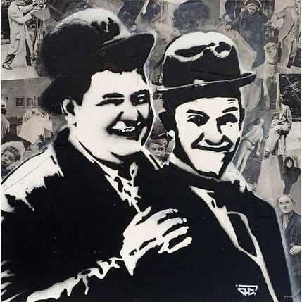 Gemälde Laurel et Hardy von G.C.Popartist | Gemälde Pop-Art Acryl, Collage, Graffiti Pop-Ikonen