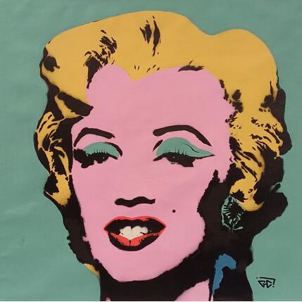 Painting Marilyn Monroe by G.C.Popartist | Painting Pop-art Acrylic, Gluing, Graffiti Pop icons