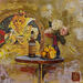 Painting Un petit verre by Romanelli Karine | Painting Figurative Acrylic Gluing